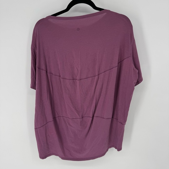 lululemon athletica back in action, vintage, plum, short sleeve top - Picture 3 of 6